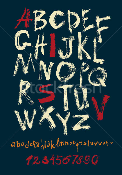 alphabet and numbers hand drawn in vector Stock photo © Mamziolzi
