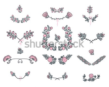 Set of floral graphic design elements Stock photo © Mamziolzi
