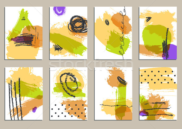 Set of universal cards. Hand Drawn textures.  Vector. Isolated. Stock photo © Mamziolzi