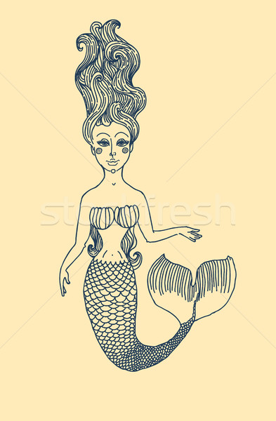  Mermaid with long curly hair.  Stock photo © Mamziolzi