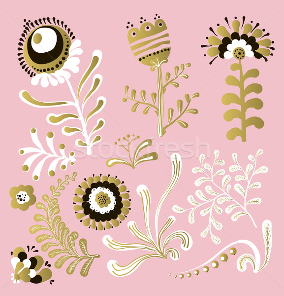 Big set of floral graphic design elements Stock photo © Mamziolzi