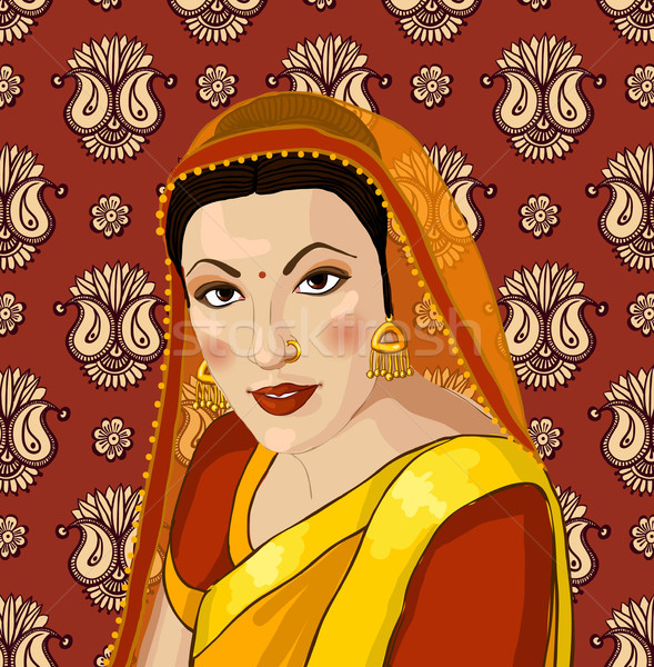 Portrait of a beautiful Indian woman in sari Stock photo © Mamziolzi