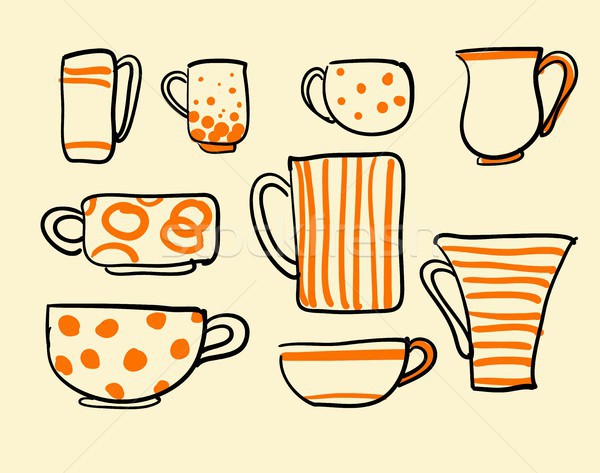 Ingesteld vector iconen thee koffiekopjes Stockfoto © Mamziolzi