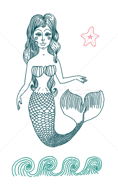  Mermaid with long curly hair.  Stock photo © Mamziolzi