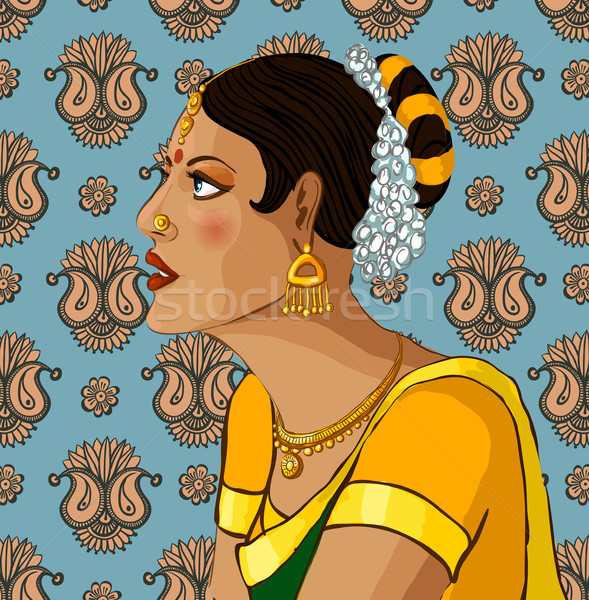 Portrait of a beautiful Indian woman in sari Stock photo © Mamziolzi
