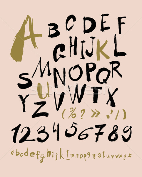 Alphabet letters lowercase, uppercase and numbers.  Stock photo © Mamziolzi
