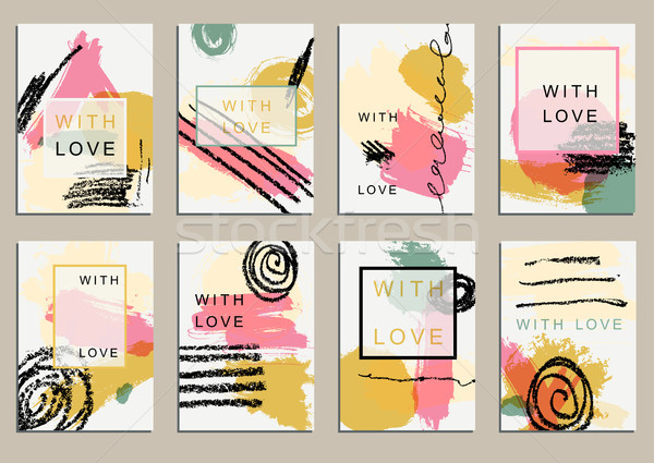 Set of universal cards. Hand Drawn textures.  Vector. Isolated. Stock photo © Mamziolzi