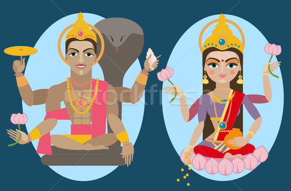 vector lord Vishnu and mata Lakshmi Stock photo © Mamziolzi