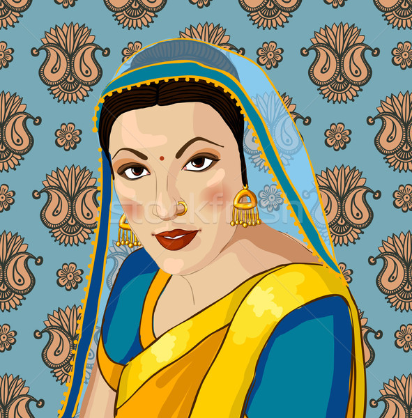 Portrait of a beautiful Indian woman in sari Stock photo © Mamziolzi