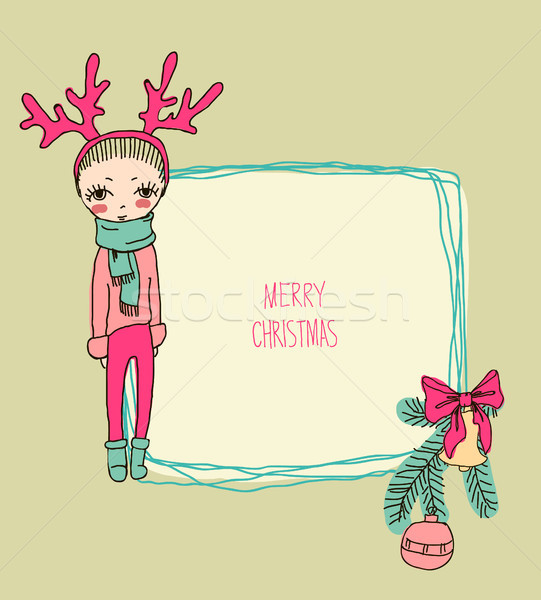 Cute Christmas card in vector. Stock photo © Mamziolzi