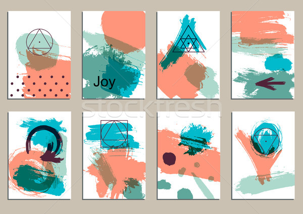 Set of universal cards. Hand Drawn textures.  Vector. Isolated. Stock photo © Mamziolzi