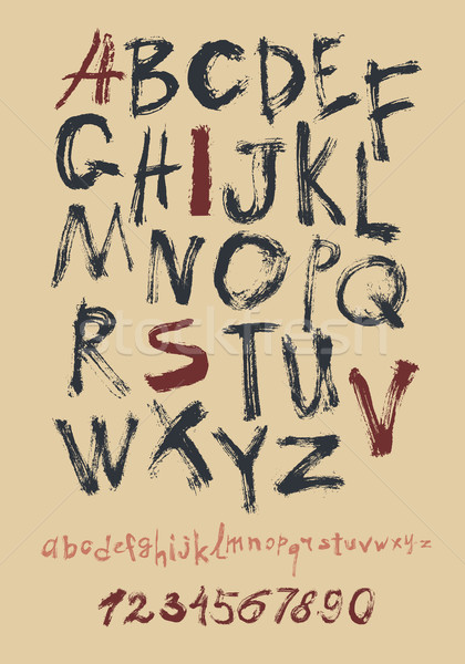 Alfabeto numeri vettore manoscritto carta Foto d'archivio © Mamziolzi