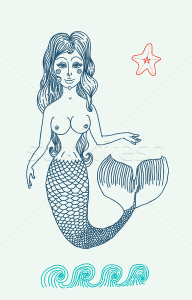  Mermaid with long curly hair.  Stock photo © Mamziolzi