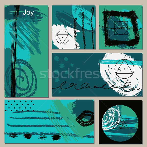 Set of universal cards. Hand Drawn textures.  Vector. Isolated. Stock photo © Mamziolzi