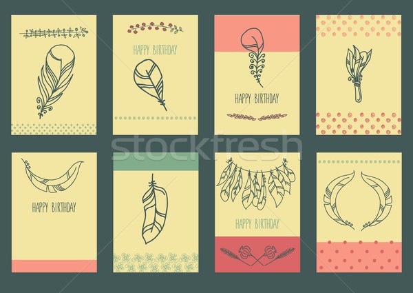 Vector Set of Sketch Plumage Stock photo © Mamziolzi