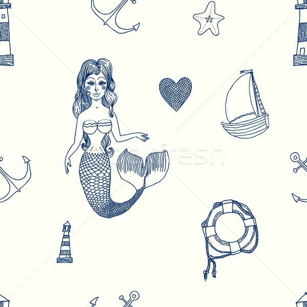 Seamless sea pattern. Vector illustration Stock photo © Mamziolzi