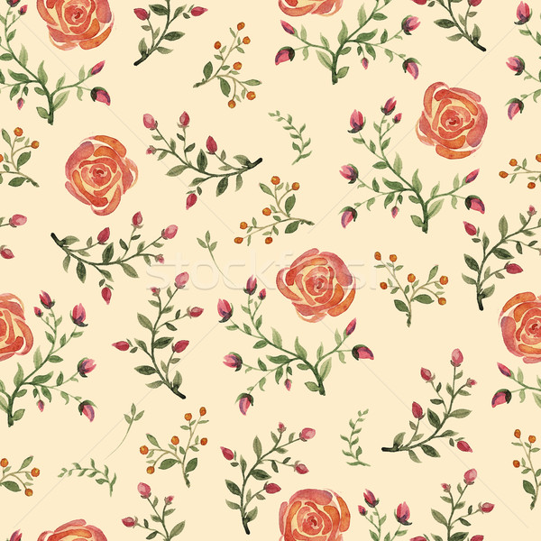 Stock photo: flowers watercolor pattern