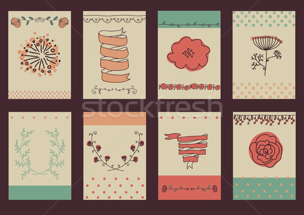 Zestaw szablon projektu kartkę z życzeniami duży kwiatowy Zdjęcia stock © Mamziolzi