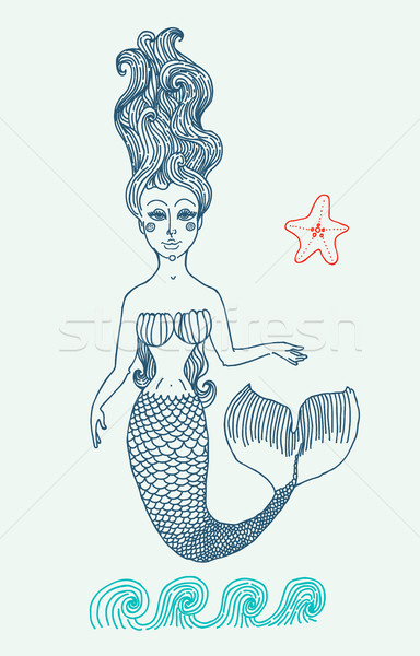  Mermaid with long curly hair.  Stock photo © Mamziolzi