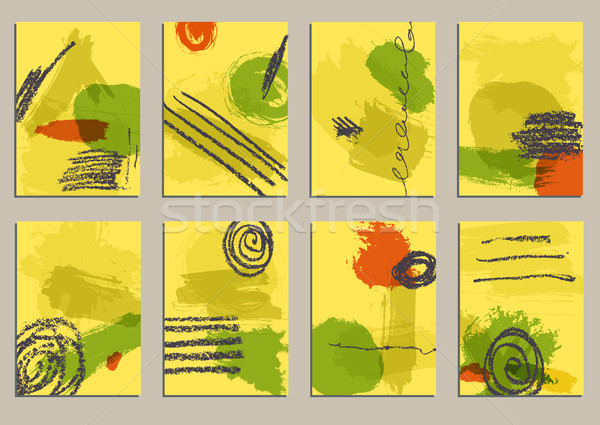 Set of universal cards. Hand Drawn textures.  Vector. Isolated. Stock photo © Mamziolzi