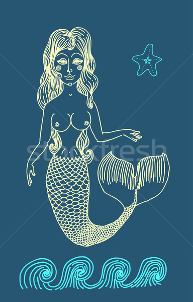  Mermaid with long curly hair.  Stock photo © Mamziolzi