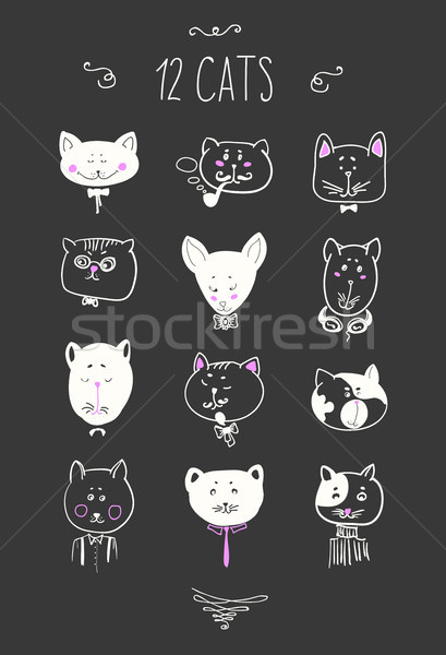 Set gatti faccia gattino baffi orecchie Foto d'archivio © Mamziolzi