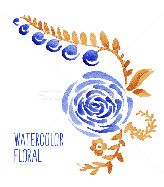Wasserfarbe floral Bouquet Geburtstagskarte dekorativ Rahmen Stock foto © Mamziolzi