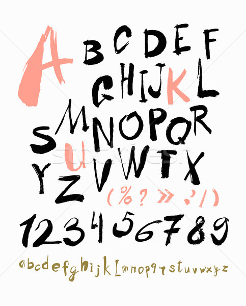 Alphabet letters lowercase, uppercase and numbers.  Stock photo © Mamziolzi