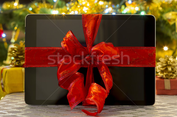 Dar christmas prezenty dekoracje tabeli Zdjęcia stock © manaemedia