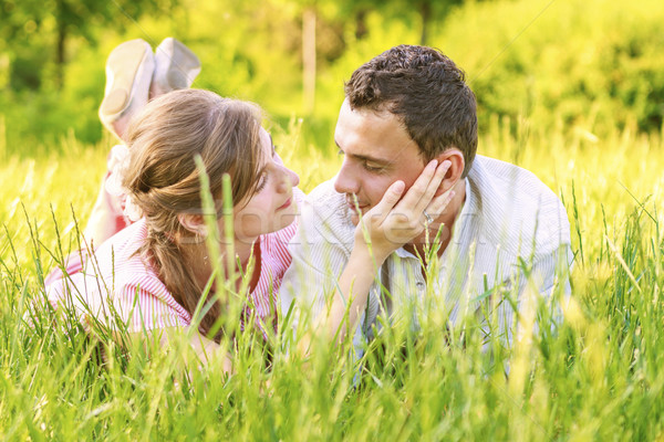 Stock photo: Close-up of a young couple in love