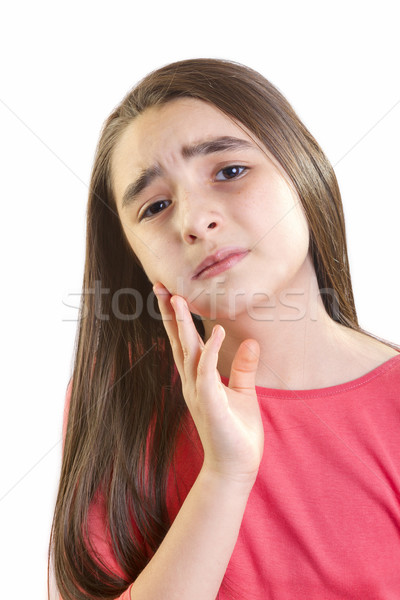 Fată copil durere de dinti alb dentist durere Imagine de stoc © manaemedia