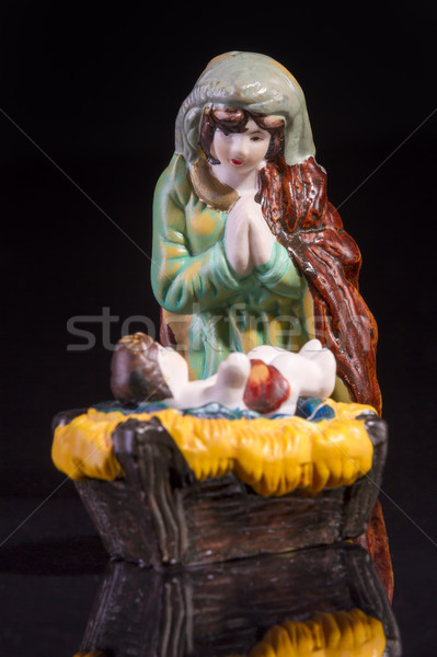 Crăciun scena Isus negru concentra fericit Imagine de stoc © manaemedia