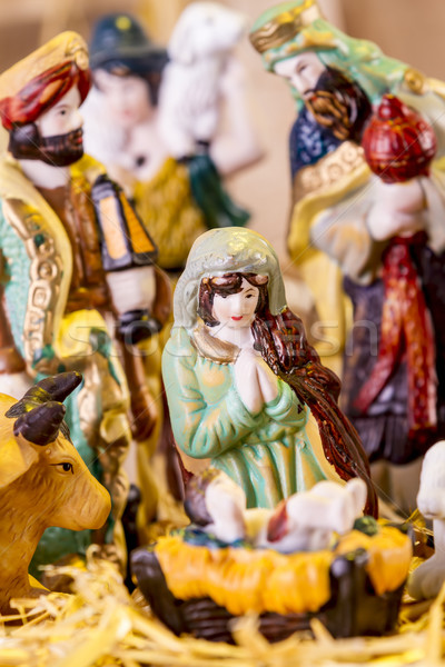 nativity scene with hand-colored figures  Stock photo © manaemedia