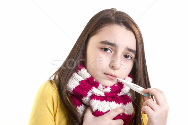 Chorych dziewczyna młoda dziewczyna temperatura nastolatek opieki Zdjęcia stock © manaemedia