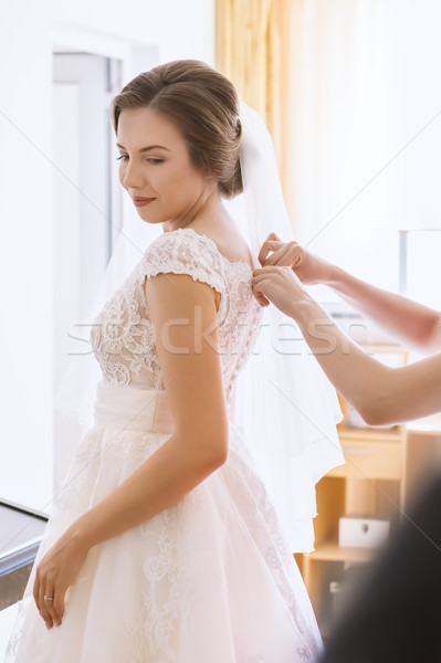 Beautiful Young Bride In Wedding Dress In Living Room Stock Photo C Stanca Sanda Manaemedia 8879691 Stockfresh