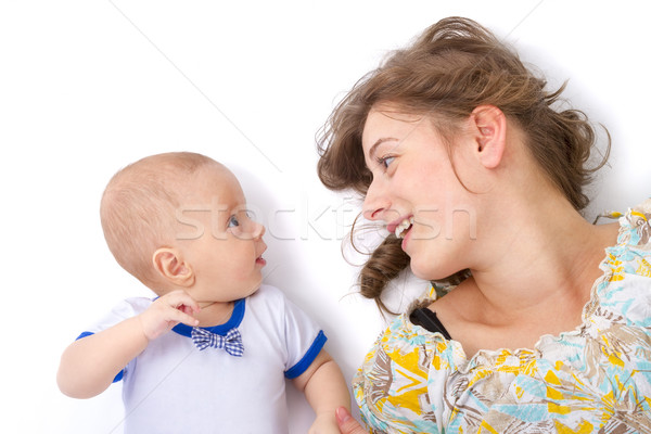mother talks with her baby boy Stock photo © manaemedia