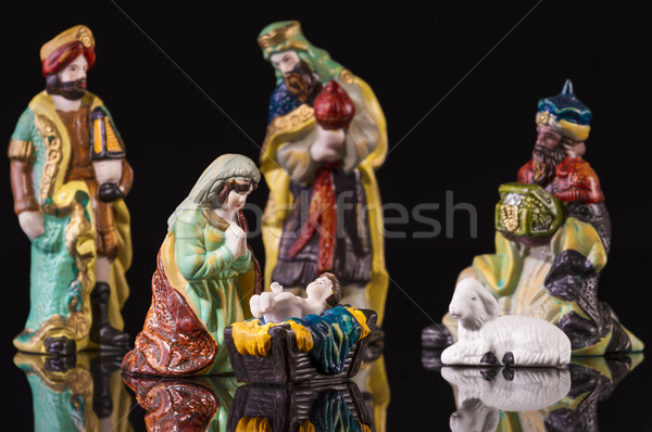 Christmas Manger scene with figurines Stock photo © manaemedia