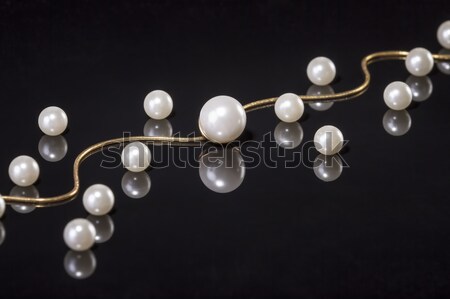 Foto stock: Blanco · perlas · collar · blanco · negro · negro · enfoque