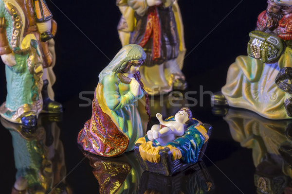 Christmas Manger scene with figurines Stock photo © manaemedia