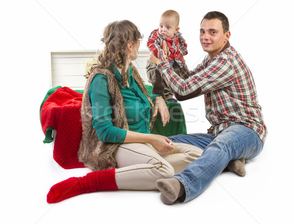 Szczęśliwą rodzinę studio baby chłopca starych polu Zdjęcia stock © manaemedia