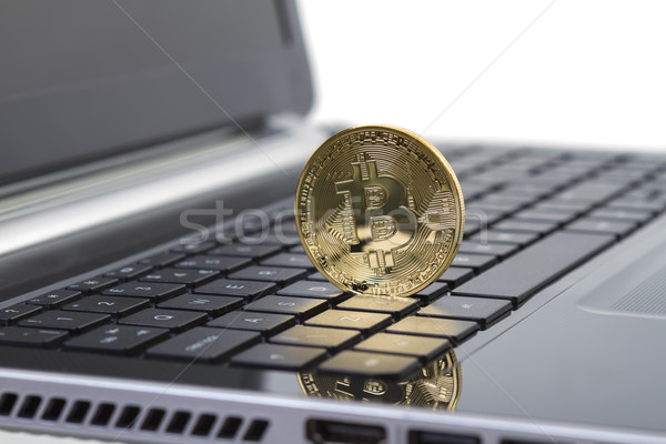 Foto gouden bitcoin nieuwe virtueel geld Stockfoto © manaemedia