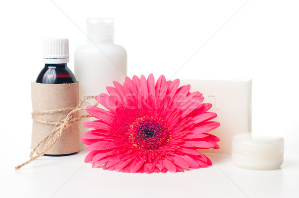 Foto stock: Produtos · estância · termal · corpo · cuidar · higiene · branco