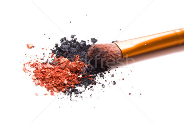 Professional makeup brush and loose powder eyeshadows isolated Stock photo © manera