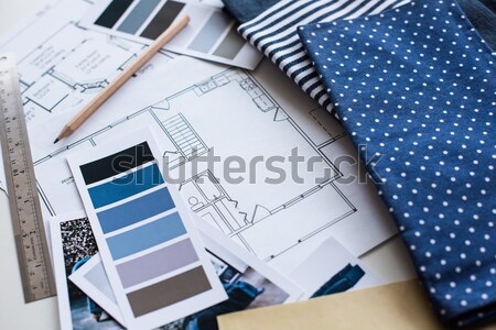 Stock foto: Innenraum · arbeiten · Tabelle · architektonisch · Plan · Haus
