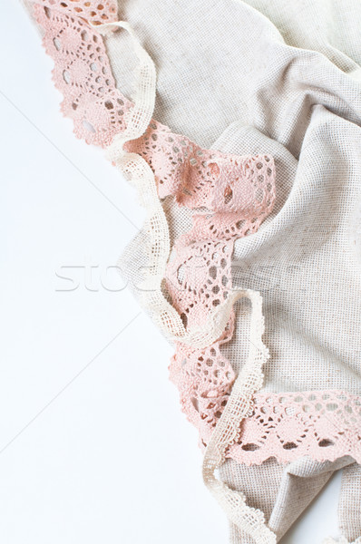  linen fabric and handmade lace Stock photo © manera