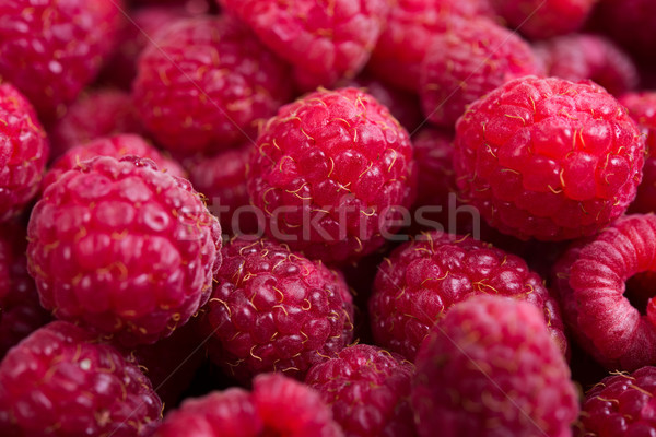 Fresh ripe raspberries macro shot, summer fruit background Stock photo © manera