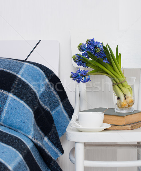 Сток-фото: спальня · интерьер · чистой · белый · синий