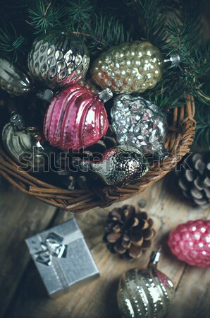 Decorations In A Wicker Basket Stock Photo C Daria Minaeva Manera