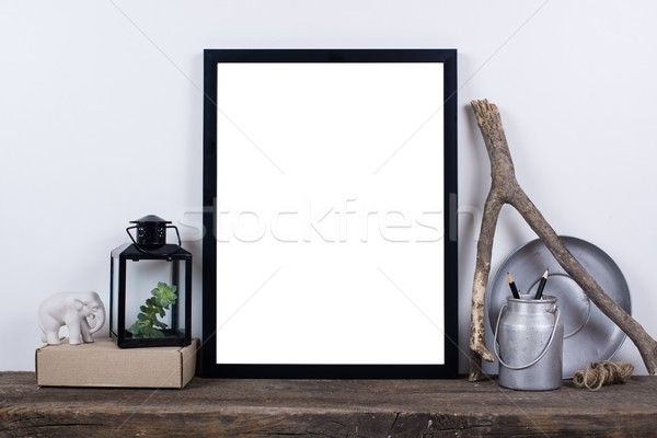 Stílus üres fényképkeret felfelé minimális lakberendezés Stock fotó © manera