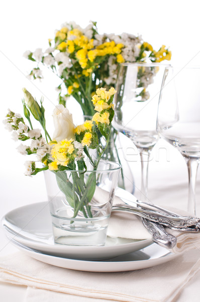 Stock photo: Festive table setting in yellow